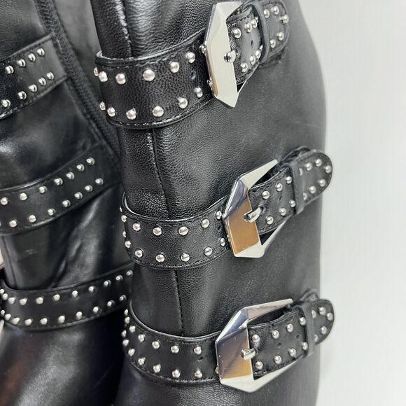 Steve Madden Daryl Heeled Bootie Black Leather Side Zip Buckle Accent Size 7.5 - Picture 11 of 14